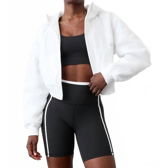 NEW ATHLETA lucent bomber jacket in white